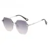 Gafas de Sol Estilo Coreano para Mujer Sensación de Alta Gama Ins Nuevo Gafas de Sol Anti-UV Cara Grande Foto Callejera Adelgazantes Gafas sin Montura para Hombre