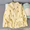 Pijama Listrado de Estrelas Desenho Animado Fofo Conjunto de Manga Longa e Calça Longa Primavera e Outono Estilo Preguiçoso Feminino Roupas de Casa