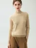 Suéter de Punto Fino Cálido de Cachemir para Mujer, Manga Raglán, Cuello Medio Alto, Textura de Canalé, Delgado, Otoño e Invierno