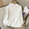 Camiseta Térmica Base Gris de Cuello Medio para Mujer, Primavera y Otoño, Sensación de Alta Gama, Corte Ajustado, Top Cálido