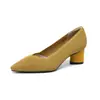 568 Zapatos de tacón alto de princesa para mujer con tacón grueso 2024 Nuevos de punta V-boca corte recto color liso combinan con todo zapatos de una sola capa estilo chica francesa