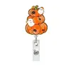 Porta credencial retráctil de acrílico con clip de Calabaza de Halloween para Personal Médico, Oficina, Porta Tarjeta de Identificación