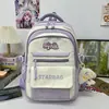 Mochila Casual Estilo College Refrescante com Bloqueio de Cores Azul e Branco Sal Marinho para Alunos do 3º ao 6º Ano para Aula, Viagem e Armazenamento
