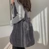 Bolsa de Compras Versátil de Gran Capacidad Estilo Coreano Casual Literaria Corderoy Lavado Simple Retro Bolso de Hombro para Mujer