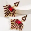 Brincos Étnicos Estilo Retrô Boêmio Europeu e Americano Mais Vendidos Brincos de Strass em Forma de Leque de Temperamento Brincos Exagerados da Moda