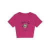 Camiseta Blanca de Verano Nuevo Estilo para Mujer, Cuello Redondo, Manga Corta, con Estampado de Pato de Dibujos Animados, Top Moderno Ajustado