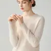 Camiseta base de punto para mujer, cuello redondo, corte ajustado, suéter de punto de manga larga para otoño e invierno, estilo básico simple, top versátil para usar en capas