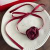 Collar nuevo de color vino tinto navideño cadena de clavícula ambiente para citas con banda de cóctel banda para el cuello rosa cadena de clavícula
