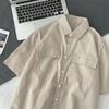 Verão Nova camisa de manga curta masculina vestido de trabalho solto camisa de cinco mangas Estilo coreano masculino moda bonito meia manga top