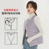 Chaleco de plumón para mujer de nuevo estilo sin cuello, cuello en V, chaqueta ligera de plumón, abrigo cálido, chaleco de talla grande