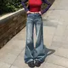 Jeans Bootcut Retrô para Mulheres Verão 2025 Novo Solto Emagrecedor Não Gruda na Perna Caimento Lavado Calças Flare