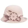 Rongmei 2026 Nuevo Sombrero Clásico Hepburn Transfronterizo con Ala Curva, Sombrero de Mezcla de Seda y Lana, Elegante Sombrero de Estilo Francés