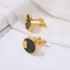 AliExpress deseo Venta Caliente Gemelos Redondos de Ónice Negro y Diamante Moda Francesa Gemelos para Camisa de Hombre