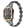 Adecuado para Apple Watch 8, Caja de Reloj con Diamantes, PC Electroplateado, Dos Tonos, Doble Fila, Recorte de Diamante, Caja de Reloj iWatch