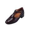 Zapatos Mary Jane de estilo preppy artístico de cuero completo 2023 principios de otoño tacón medio grueso punta redonda zapatos de cuero hebilla piel de vaca zapatos de una sola capa para mujer