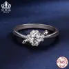 Anillo de Plata de Ley S925 Aiful S925 con Moissanita de 1 Quilate, Anillo de Lazo Brillante, Regalo de Lujo Ligero para Propuesta de Novia, Anillo de Diamante para Mujeres