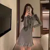 Vestido suéter de punto estilo coreano, suave y elegante, estilo Hong Kong, con tirantes de corbata y cuello de lazo