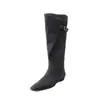 Botas de Caballero de Piel de Vaca Botas con Hebilla de Cinturón para Mujer Invierno Nuevo Estilo Piel Genuina Punta Cuadrada Tacón Bajo Botas Altas hasta la Rodilla Botas Rectas para Mujer Botas Altas