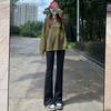 Jeans Vintage de Cintura Alta Micro-flare Calça Ferradura Slim-fit Feminina 2024 Spice Girls Novo Preto Versátil
