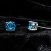 Brincos de Zircônia Colorida Redonda de 7mm para Mulheres, Design de Nicho Estilo Coreano, Brincos Modernos e Requintados com Quatro Garras Hefang