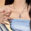 Collar de amor con diamantes azules glaciares para mujer, estilo veraniego, dulce y moderno, con diseño de nicho de celebridades de Internet, costuras con sentido avanzado, cadena de clavícula de circonitas.