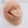 Piercings de Língua Transfronteiriços Europeus e Americanos 16g Aço Inoxidável Anéis de Língua Opala Rosca Externa Joias de Piercing Design de Letra Pirulito Moderno