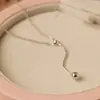 Collar Sencillo con Borla Lanlan para Mujer, Moda Minimalista, Estilo Genial, Cadena para Clavícula de Plata S925 Celebridad de Internet, Cadena para el Cuello Versátil