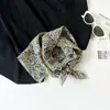 Pañuelo de Seda Floral Artístico y Fresco, Pañuelo Cuadrado Pequeño para el Cuello, Estilo Coreano, 58cm, Pañuelo de Seda 100% Algodón, Tacto de Alta Gama, Cinta para el Cabello, Pañuelo Decorativo para el Cuello