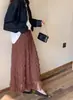 Roupas Femininas Transfronteiriças, Estilo Primavera e Outono, Levemente Ondulado, Plissado, Fluido, Malha Etérea Saia Longa, Meia Saia de Fada