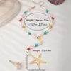 Collar con Forma de Y de Cuentas de Arroz, Estrella de Mar y Conchas, Estilo Bohemio Europeo y Americano Transfronterizo para Mujer, Adecuado para Vacaciones en la Playa