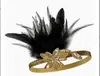 Tocado de Plumas Negras Mascarada Gatsby de los Años 20 para Mujer Halloween Fiesta de Despedida de Soltera Diadema de Plumas Exportación