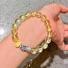 Plata 925 Pixiu 10-11mm Alta Calidad Hielo Transparente Citrino Limón Natural Pulsera Básica Pulsera