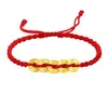 Pulseira de Corda Vermelha Trançada com Moeda de Cobre dos Cinco Imperadores Boa Sorte para Este Ano de Vida Corda de Mão para Casal Moda Versátil Pulseira Passe-partout para Presentear