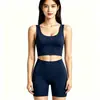 Conjunto de yoga con sujetador deportivo de copa integrada, sujetador deportivo para correr a prueba de impactos, top de tirantes de yoga con escote en V y espalda bonita con almohadillas en el pecho