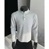 Camisa polo estilo americano, camiseta de manga larga para hombre, top de primavera/otoño, corte limpio, adecuada para usar en capas, sudadera de manga larga para hombre