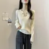 Coleção de outono para mulheres plus size: suéter folgado com design estiloso, efeito emagrecedor e blusa de manga comprida estilo coreano