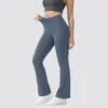Calça de Yoga Flare Micro Transfronteiriça para Mulheres, Calça Esportiva Flare com Bolso de Roupa de Trabalho em Falso Jeans, Legging Fitness Cropped de Cintura Alta Levanta Bumbum