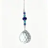 Atrapasoles de campanilla de viento de cristal transfronterizo colgante de luz de cristal bola facetada azul y blanca adorno para coche decoración de Navidad