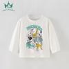 Camiseta Infantil Manga Longa Gola Redonda Menino Algodão Puro Roupa de Baixo Primavera e Outono Roupa Infantil Roupa Infantil Europeia e Americana Top
