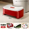 Banqueta de plástico para vaso sanitário, banqueta de banheiro, uso doméstico, infantil curva, antiderrapante, apoio para os pés que aumenta a altura, banqueta com armazenamento