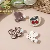 Pinza para el pelo bordada con lana de cereza nueva transfronteriza, accesorios para el pelo de niños, lindo clip bb de conejo, clip mariposa para bebé todo incluido
