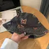 Sombrero de pescador de mezclilla patchwork estilo japonés para mujer, lavado vintage y desgastado, sombrero tipo cubeta de ala ancha que hace que la cara se vea más pequeña, sombrero para protección solar