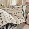 Juego de ropa de cama de algodón de dibujos animados de cuatro piezas, nueva funda nórdica con borde de algodón 100%, juego de tres piezas para cama de dormitorio de estudiante 4