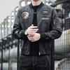 Chaqueta de Piel Sintética para Hombre 2019 Cuello Baseball Bordado Chaqueta de Motociclista Primavera Otoño Chaqueta de Piel Casual de Moda para Hombre Dropshipping
