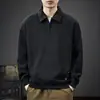 Sudadera con Capucha y Media Cremallera de Solapa para Hombre Otoño 2026 Textura Retro Camisa POLO Holgada Casual Manga Larga Prenda Exterior