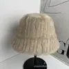Nuevo Sombrero de Pescador Grueso y Cálido de Invierno para Mujer, Versátil y Elegante Sombrero de Cubo con Piel Sintética de Felpa para Adelgazar la Cara
