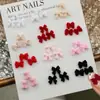 Accesorios para Uñas con Moño de Cinta Afelpada Rosa y Blanco Corbata de Moño Roja Oso de Peluche Decoraciones para Uñas Venta al por Mayor