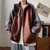 Sudadera jacket de punto con cuello alto a rayas, estilo juvenil para hombre, nueva colección otoño/invierno 2026, corte holgado, casual, prenda exterior retro americana