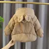Jaqueta Acolchoada de Algodão para Meninas, Roupa de Inverno da Moda, Novo Modelo Estilo Coreano, Roupa Externa Infantil, Casaco de Algodão Espessado e Forrado com Lã para Meninas Jovens