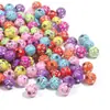 Plástico color caricatura calco plata estrella de cinco puntas estampado agujero recto cuentas redondas pulsera DIY colgante accesorios de joyería pequeños venta al por mayor
